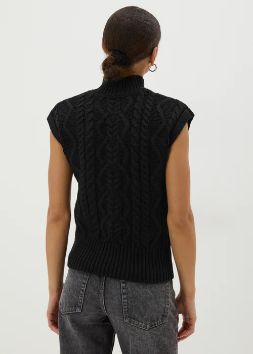 Black High Neck Cable Knit Vest - XS Image 2