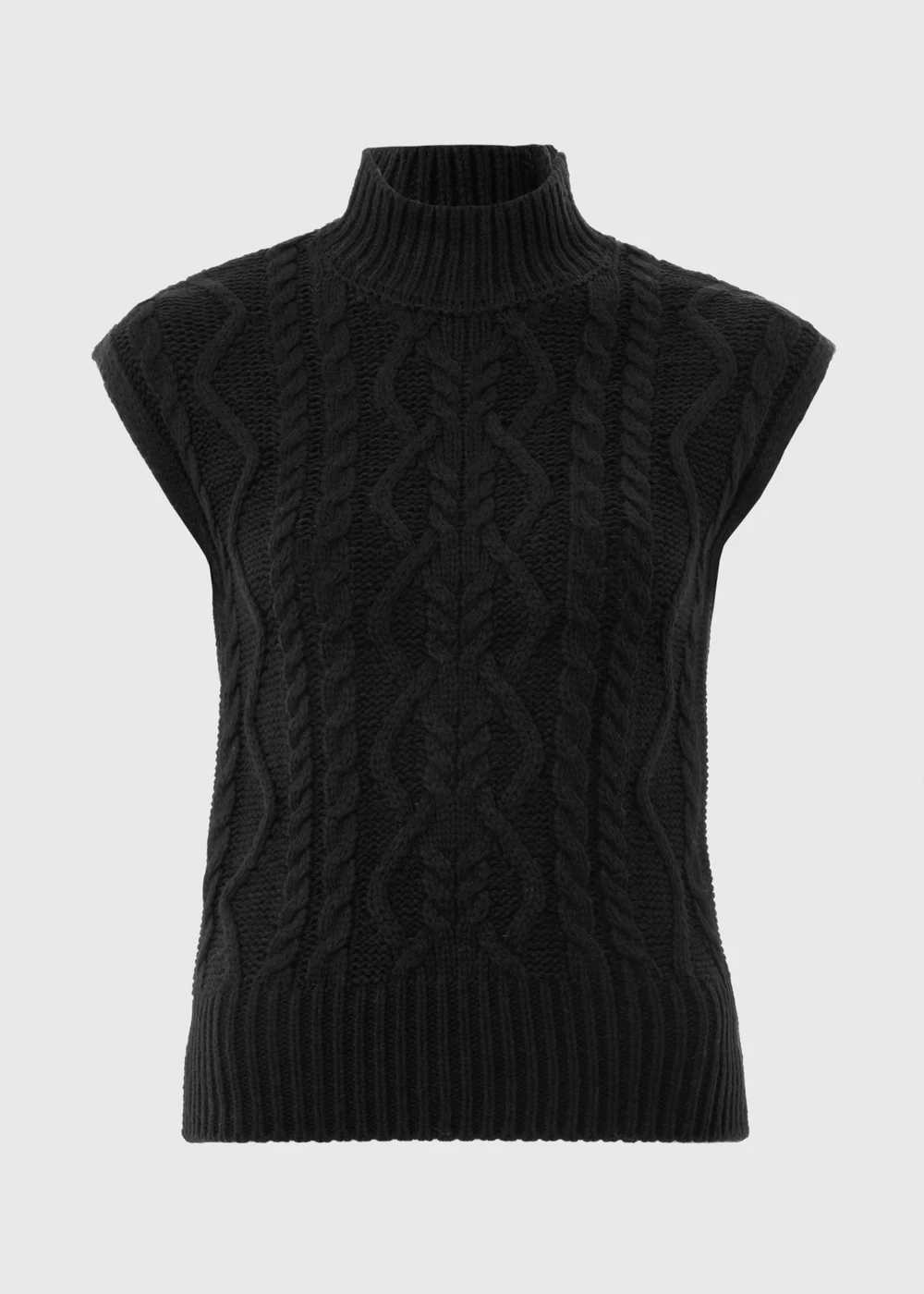 Black High Neck Cable Knit Vest - XS Image 4