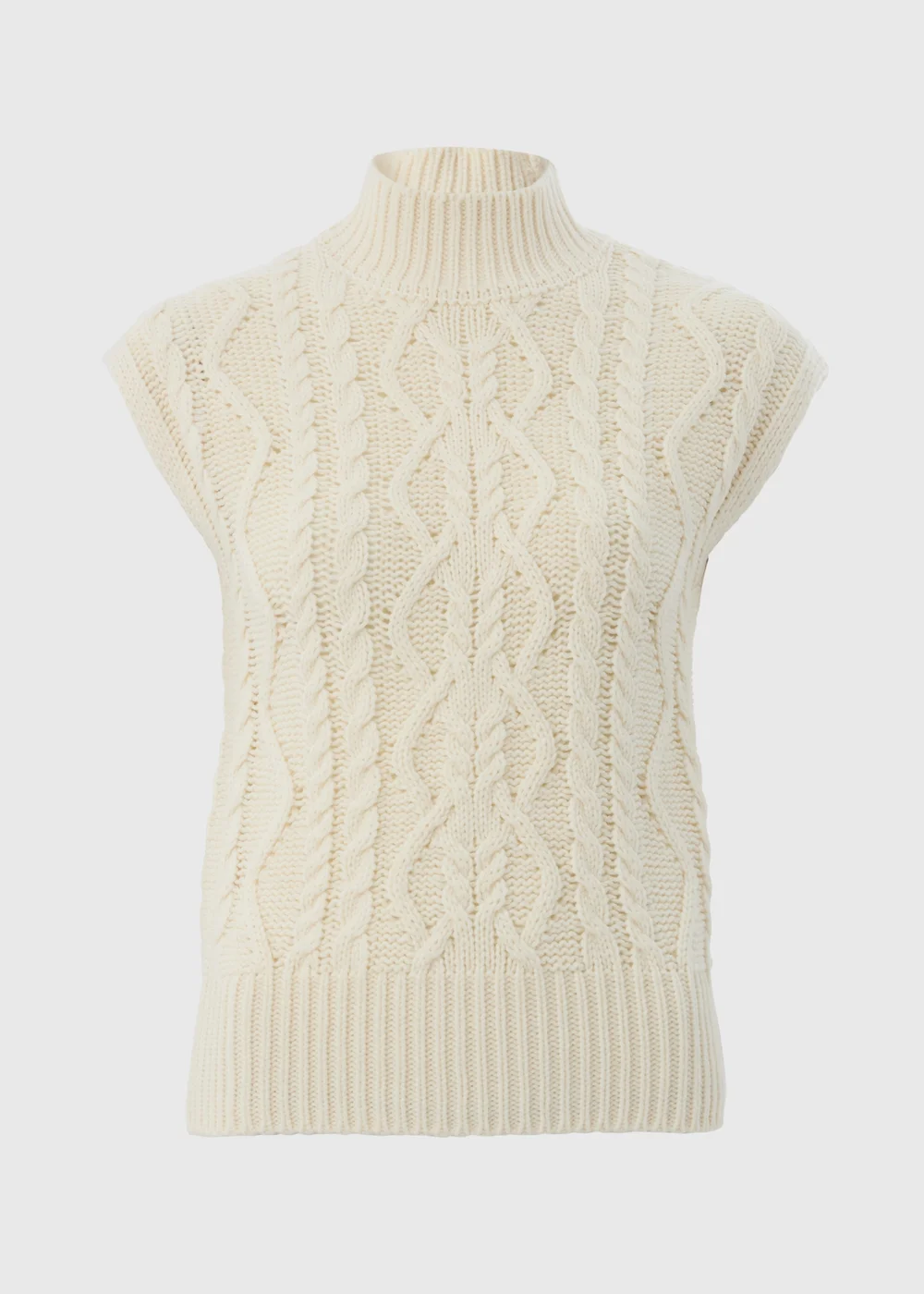 Cream High Neck Cable Knit Vest - XS Image 4