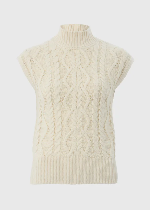 Cream High Neck Cable Knit Vest - XS Image 4