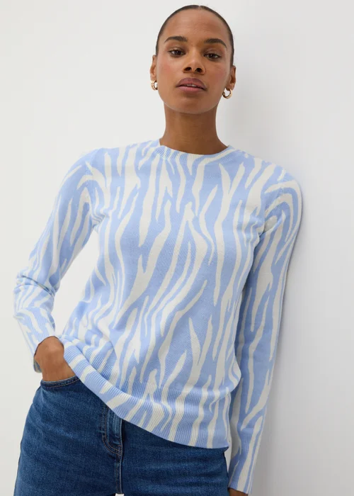 Blue Soft Zebra Print Jumper - 8 Image 1