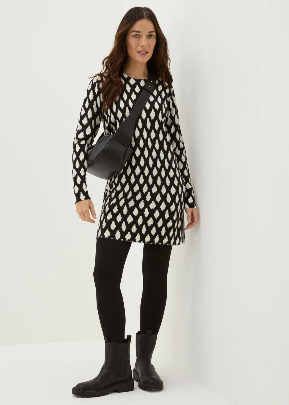 Black Mono Print Knitted Tunic - 8 Image 1