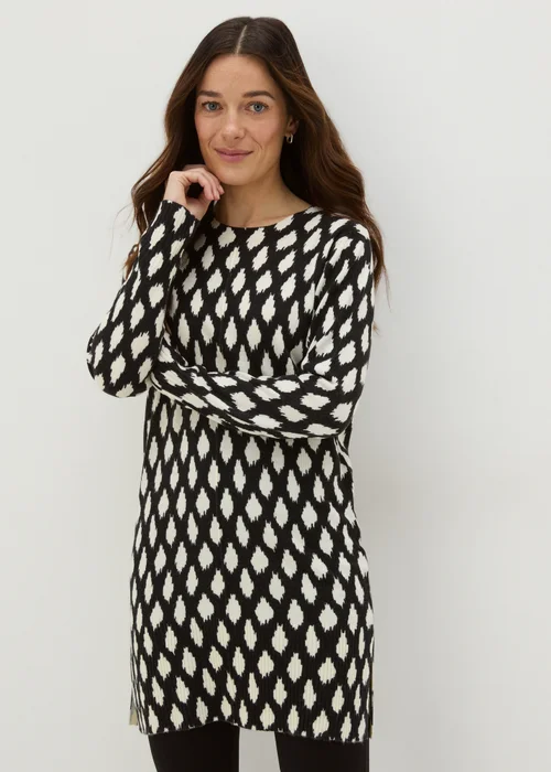 Black Mono Print Knitted Tunic - 8 Image 2