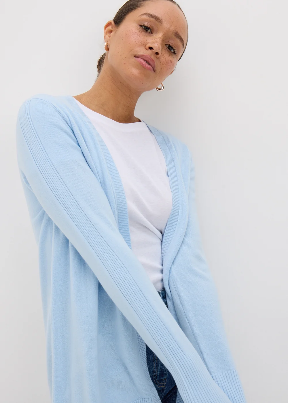Pale Blue Ribbed Cardigan - 8 Image 3
