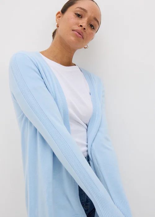 Pale Blue Ribbed Cardigan - 8 Image 3