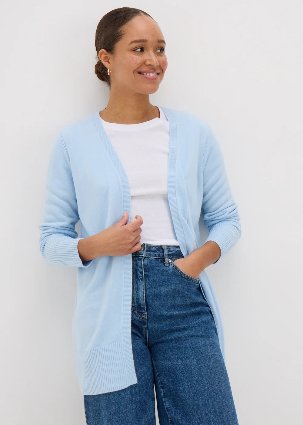 Pale Blue Ribbed Cardigan - 8 Image 1