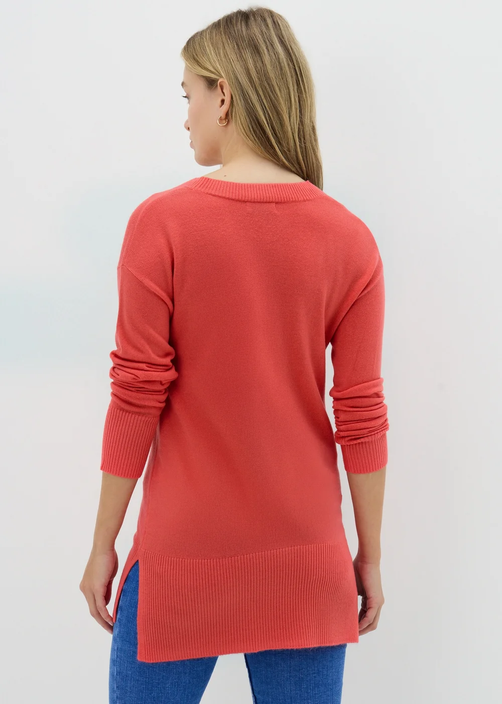Coral V-Neck Longline Jumper - 8 Image 2