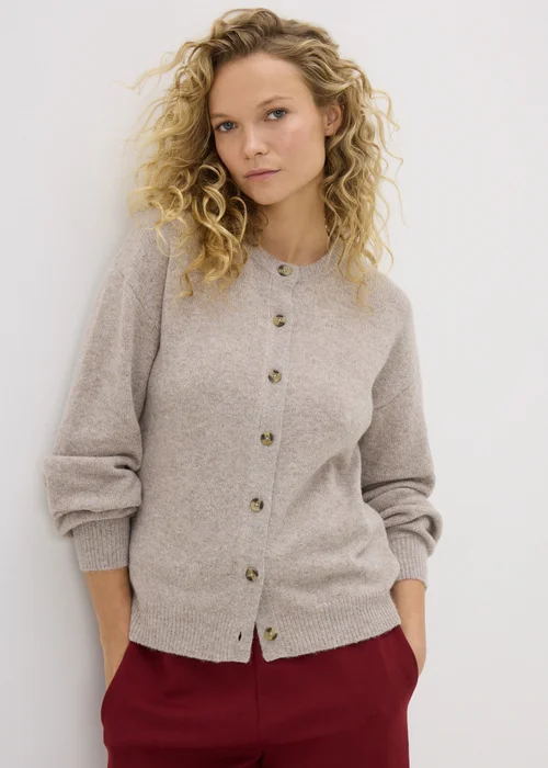 Beige Crew Neck Cardigan - XS Image 2