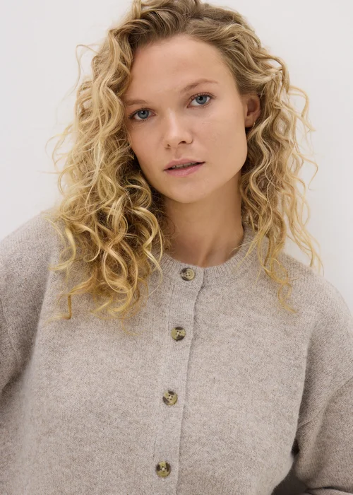 Beige Crew Neck Cardigan - XS Image 3
