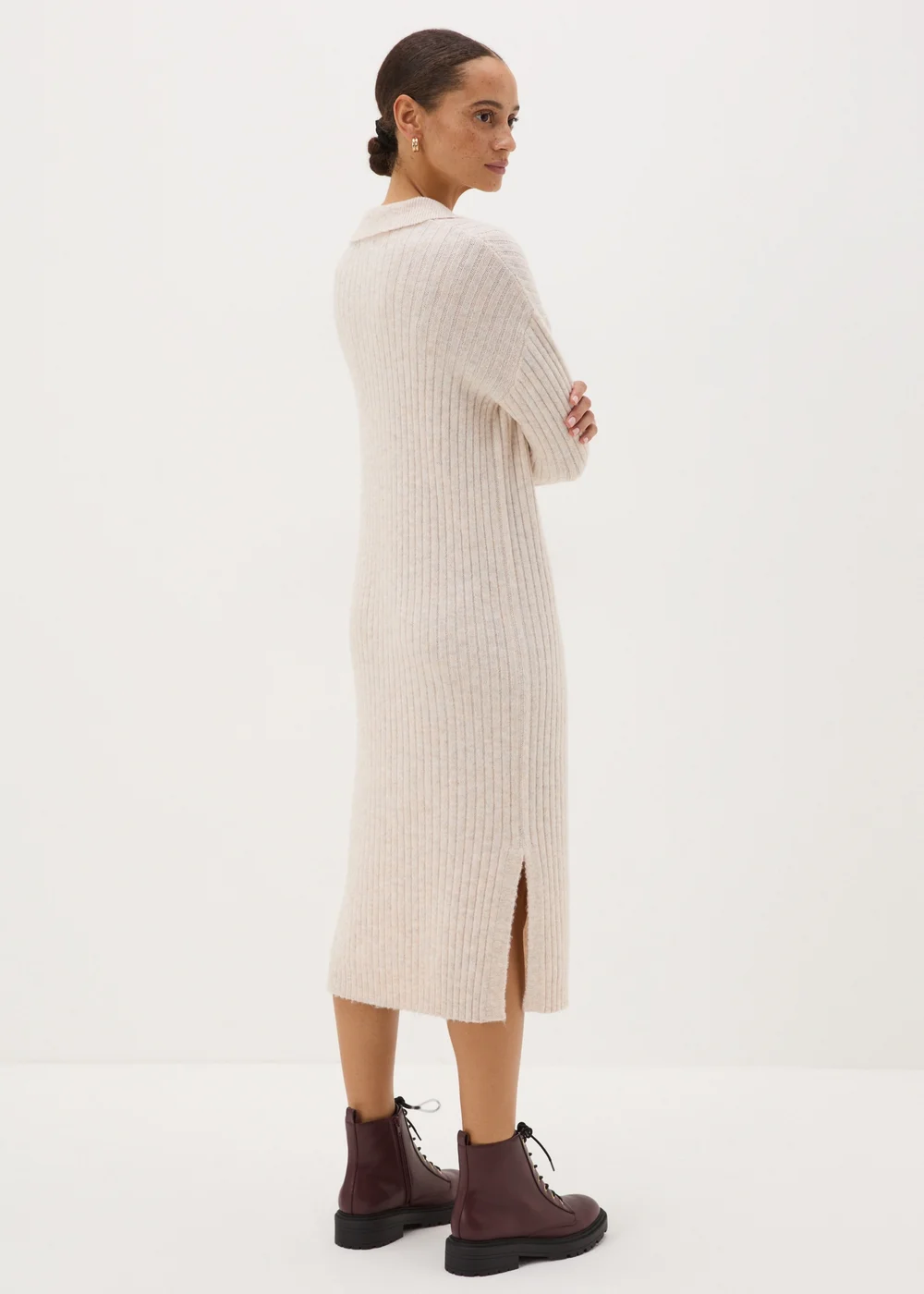 Cream Open Collar Knitted Dress - XS Image 2