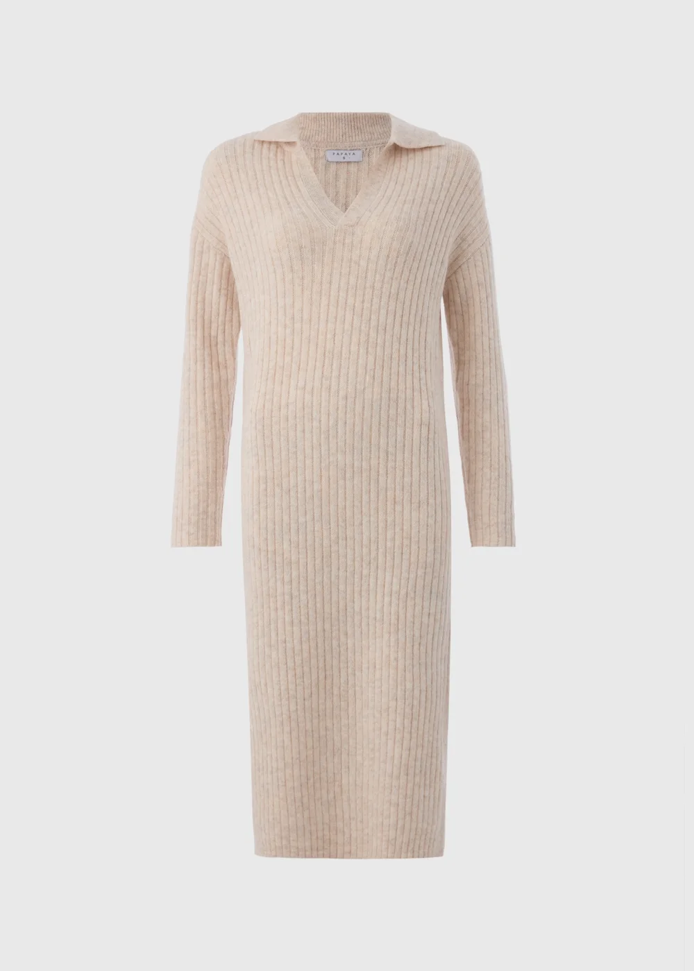 Cream Open Collar Knitted Dress - XS Image 4
