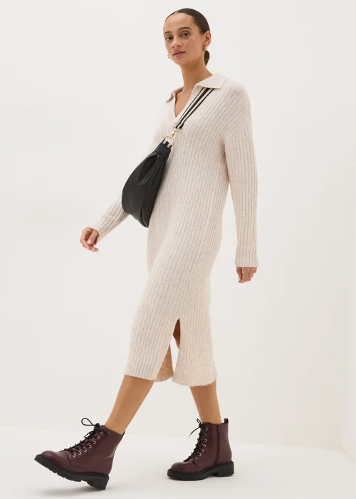 Cream Open Collar Knitted Dress - XS Image 1