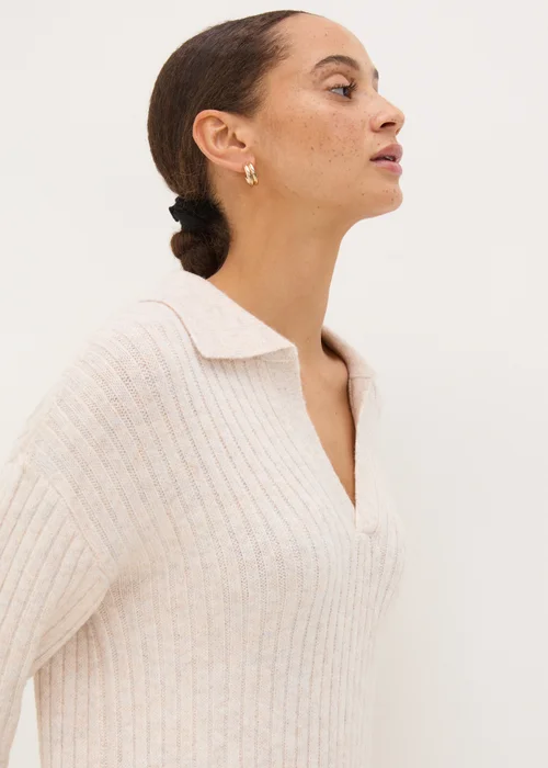Cream Open Collar Knitted Dress - XS Image 3
