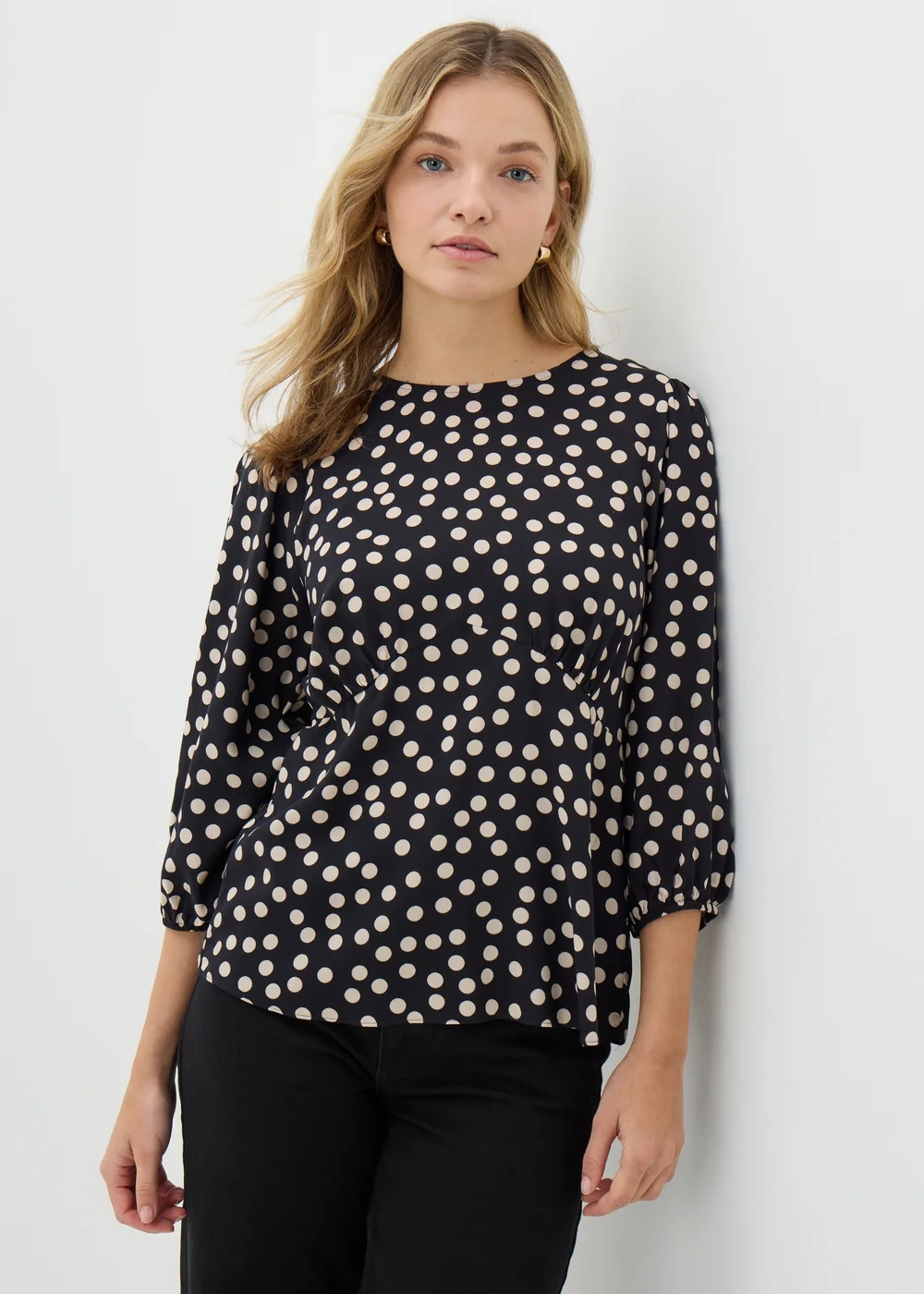 Black Spot Print Blouse - 8 Image 1