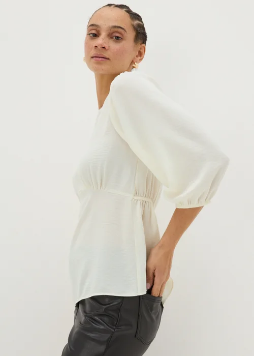 Cream 3/4 Sleeve Blouse - 8 Image 3