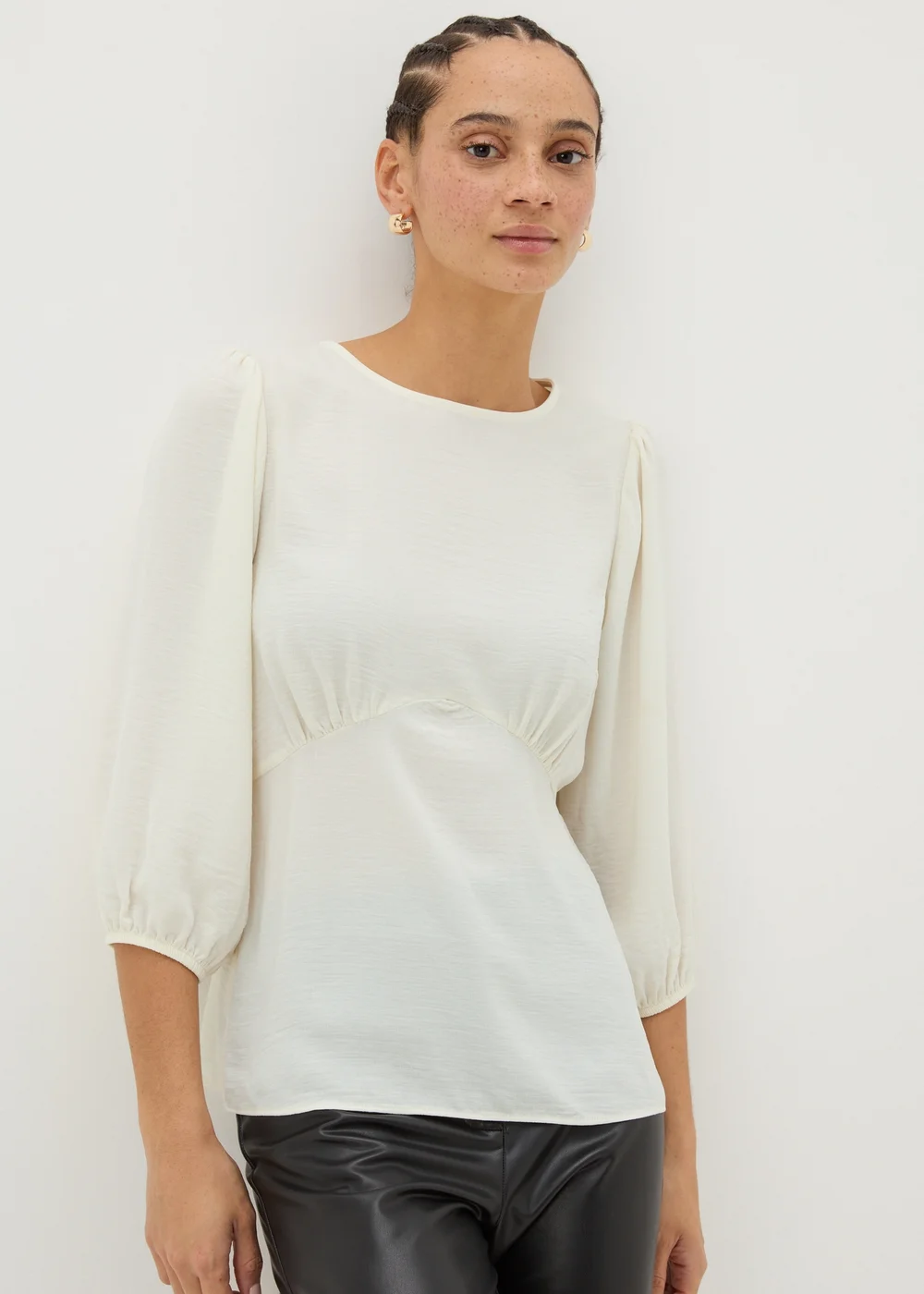 Cream 3/4 Sleeve Blouse - 8 Image 1