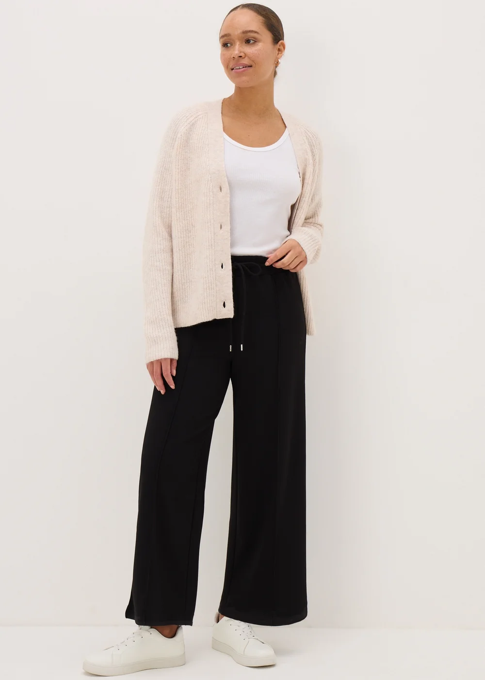 Black Front Seam Wide Leg Trousers - 8 Image 1
