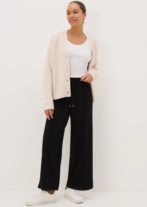 Black Front Seam Wide Leg Trousers - 8 Image 1