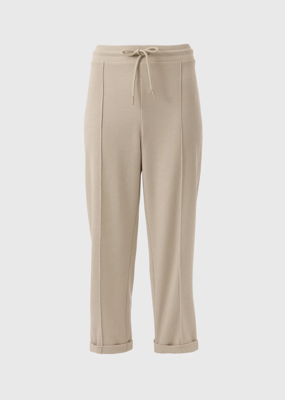Beige Waffle Tapered Trousers - 8 Image 4