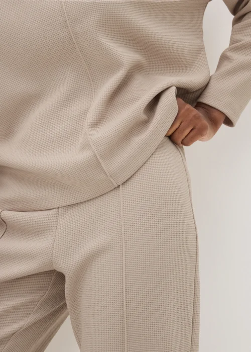 Beige Waffle Tapered Trousers - 8 Image 3