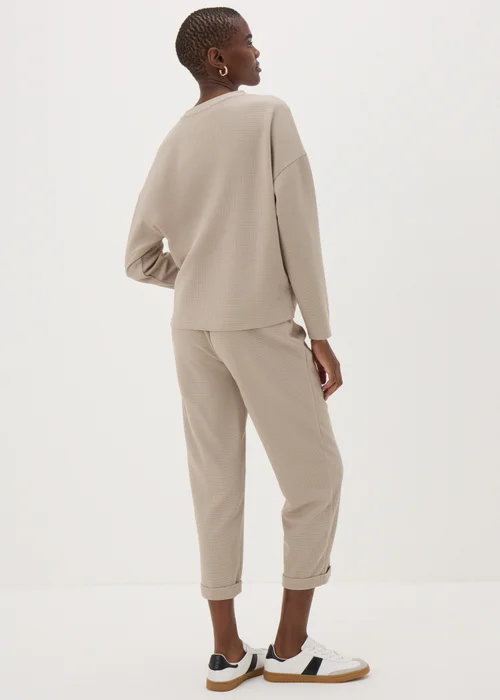 Beige Waffle Tapered Trousers - 8 Image 2
