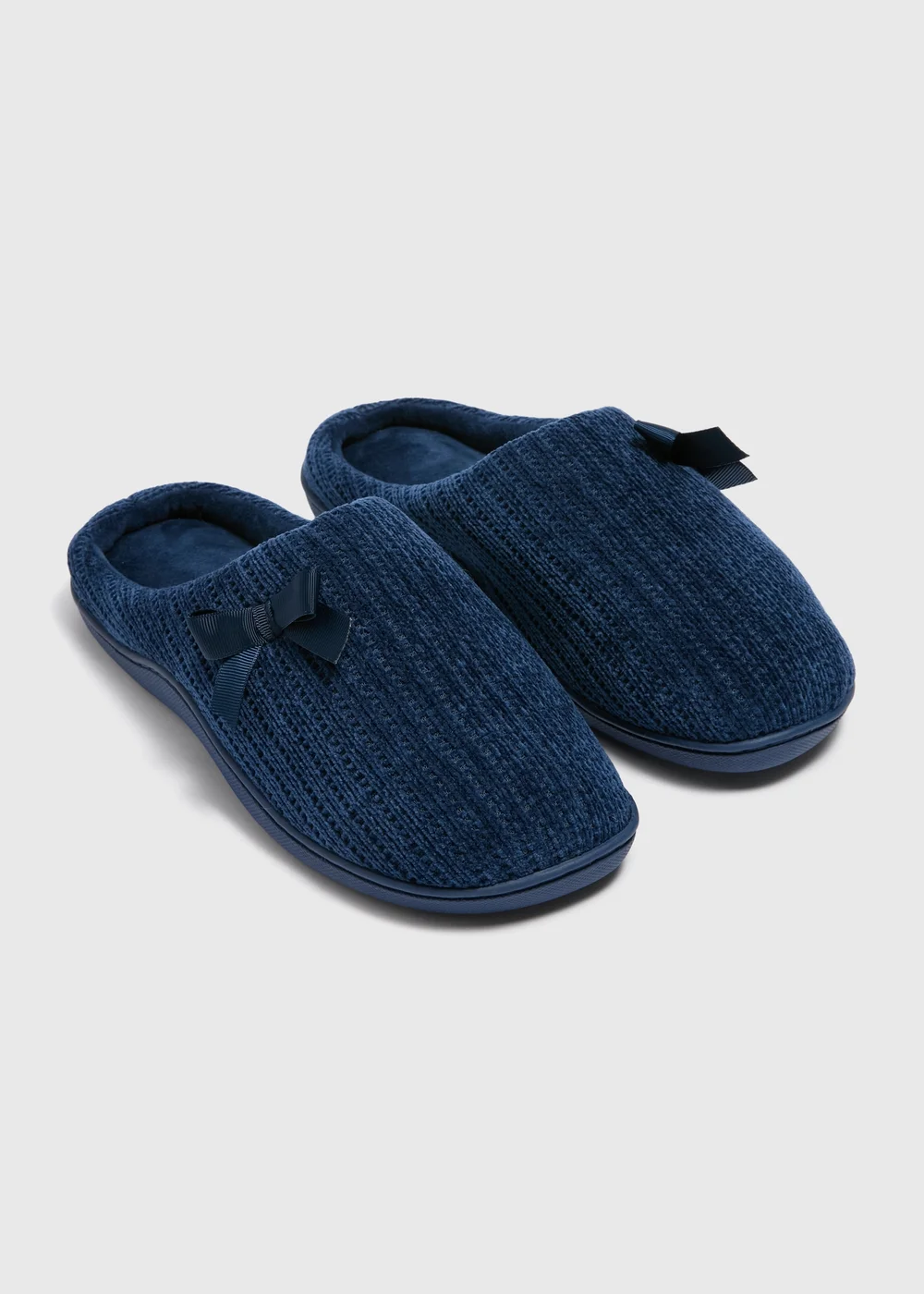 Navy Hidden Support Mule Slippers - Small Image 1