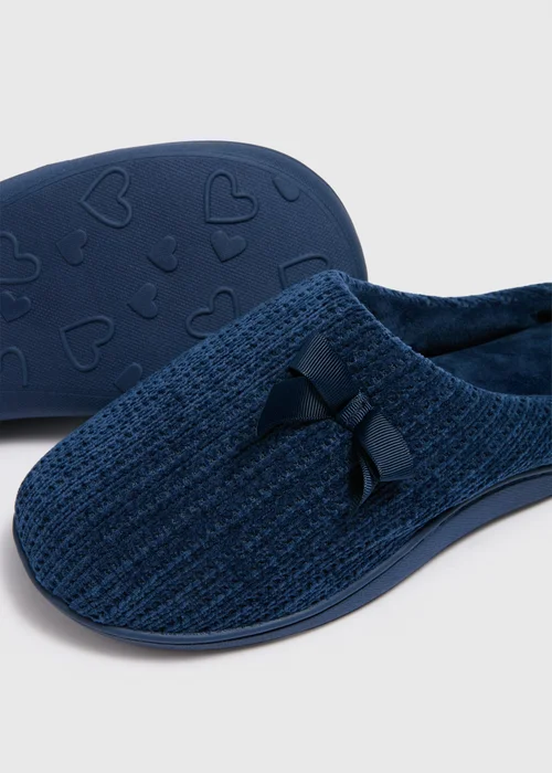 Navy Hidden Support Mule Slippers - Small Image 2