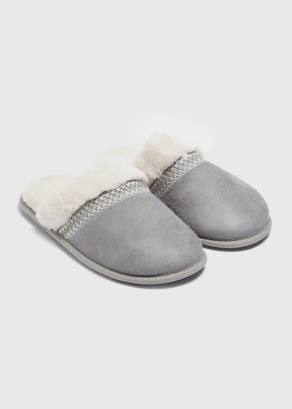 Grey Tapered Mule Slippers - Small Image 1