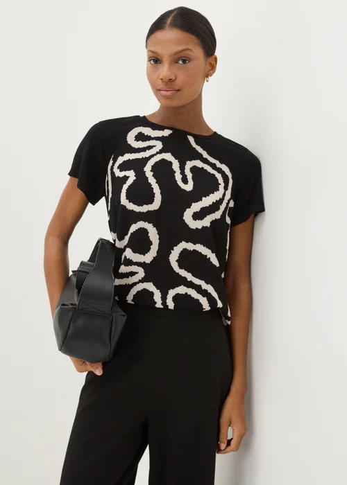 Et Vous Black Wiggle Woven front T-Shirt - Size 8 Image 1