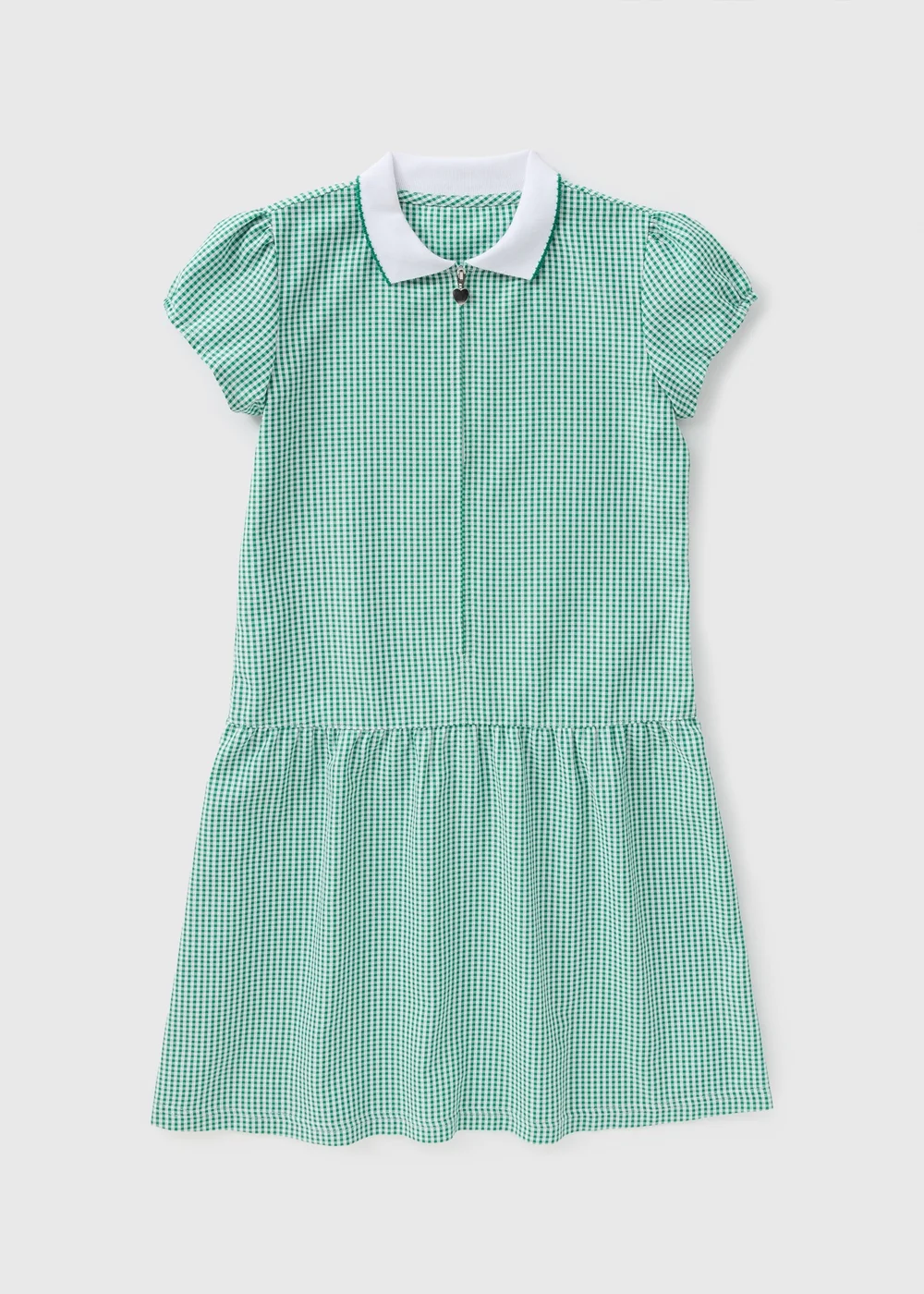 Girls Green Gingham Knit Collar School Dress (3-13yrs) - 3 Yrs Image 1