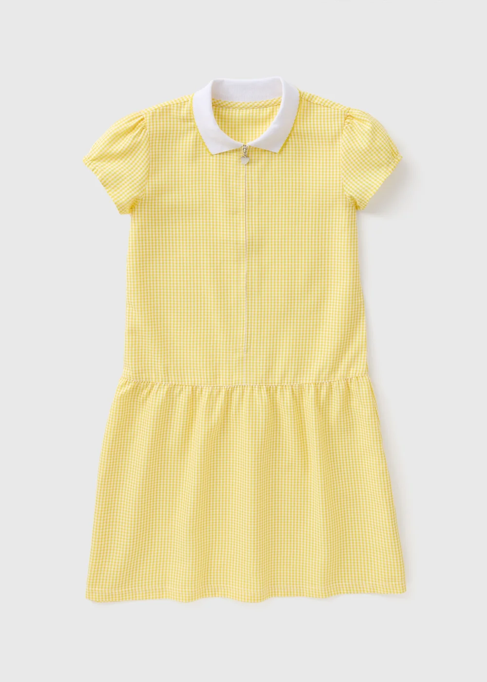 Girls Yellow Gingham Knit Collar School Dress (3-13yrs) - 3 Yrs Image 1