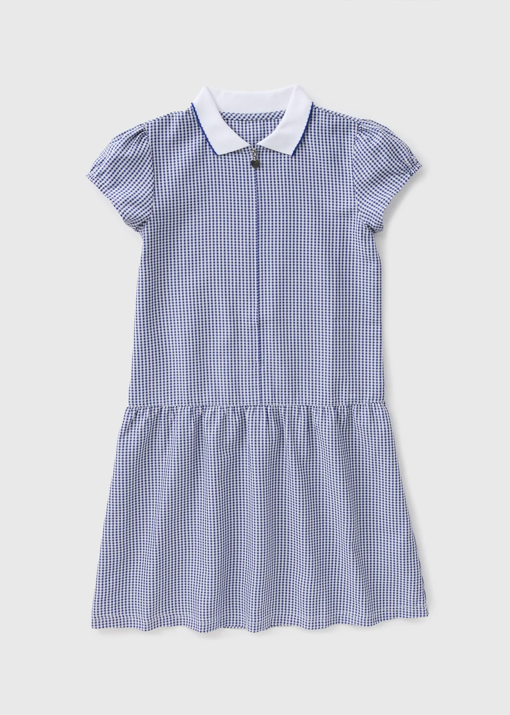 Girls Navy Gingham Knit Collar School Dress (3-13yrs) - 3 Yrs Image 1
