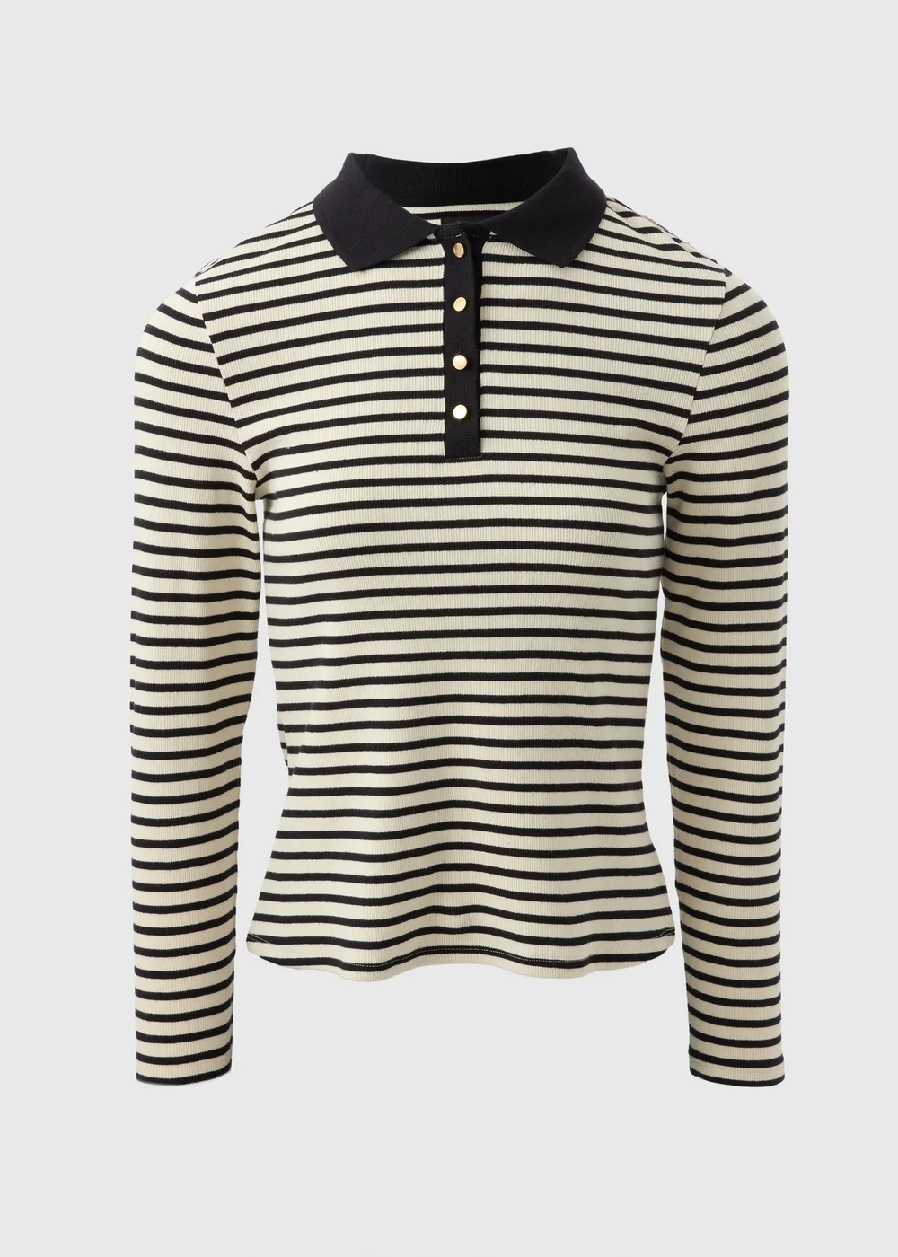Et Vous Black Stripe Henley Top - Size 8 Image 4