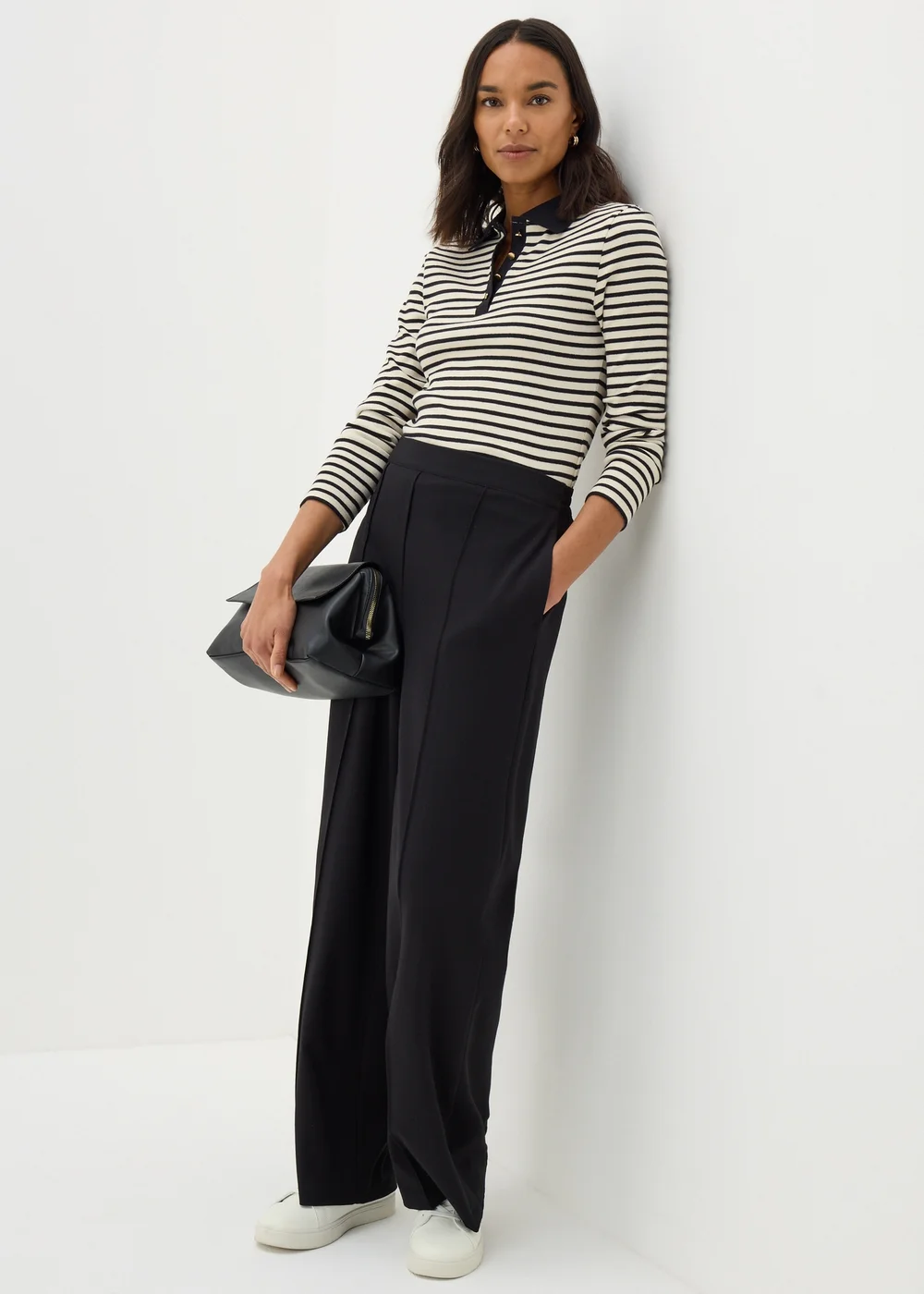 Et Vous Black Stripe Henley Top - Size 8 Image 2