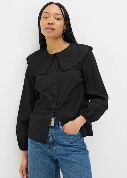 Black Embellished Collar Shirt - 8 Image 1