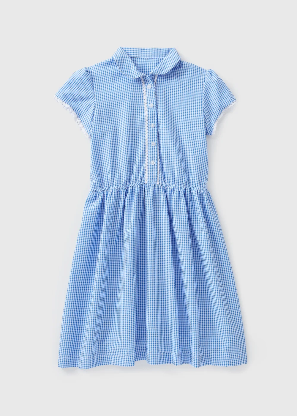 Girls Blue Gingham Easy Dressing Traditional Dress (3-13yrs) - 3 Yrs Image 1