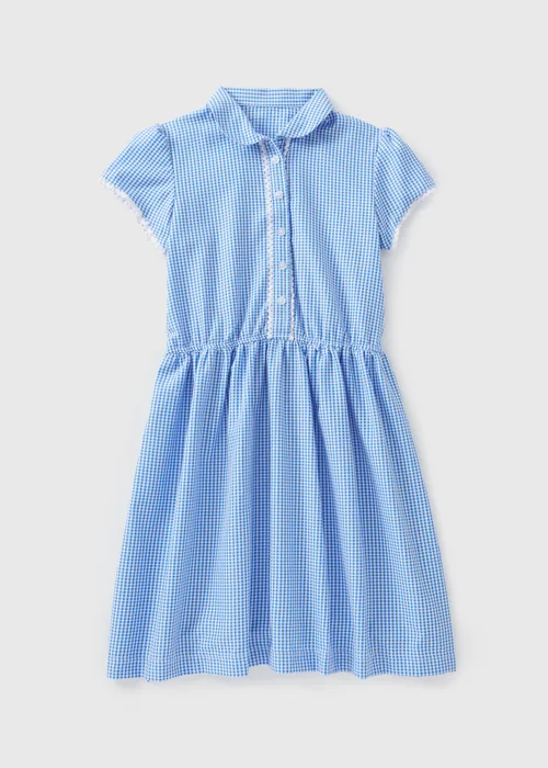 Girls Blue Gingham Easy Dressing Traditional Dress (3-13yrs) - 3 Yrs Image 1