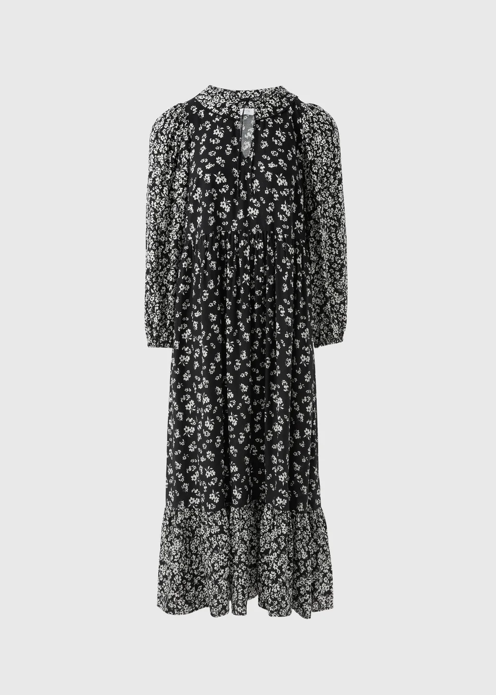 Black Floral Print Midaxi Dress - Size 8 Image 4