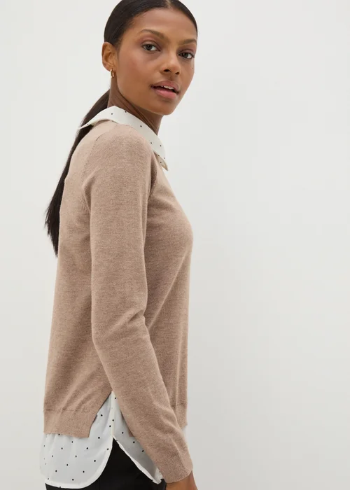 Et Vous Camel Spot Print Shirt Jumper - 8 Image 3