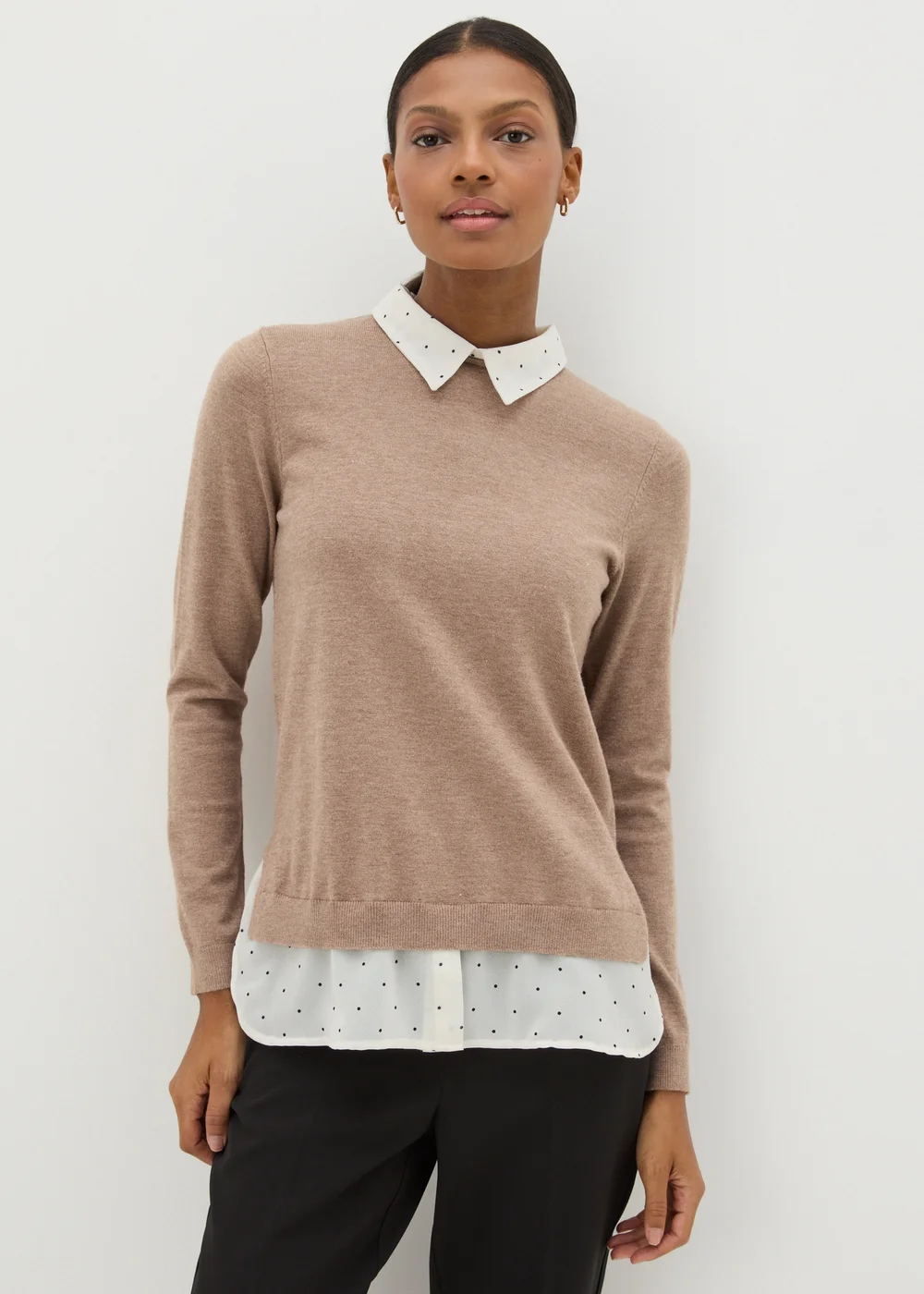 Et Vous Camel Spot Print Shirt Jumper - 8 Image 1