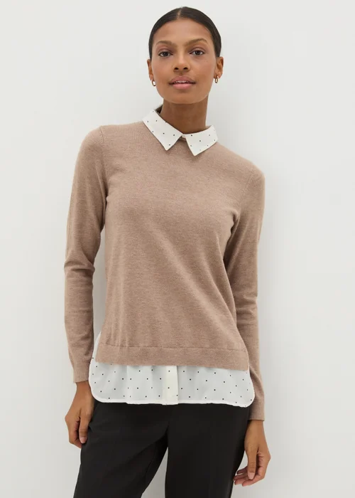 Et Vous Camel Spot Print Shirt Jumper - 8 Image 1