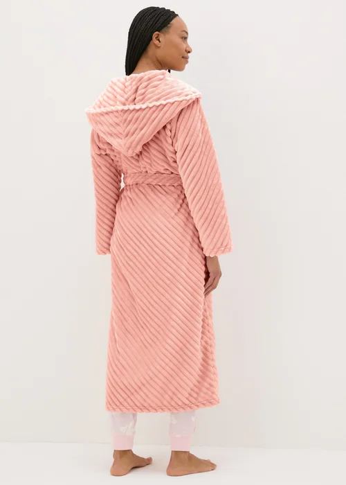 Pink Diagonal Fleece Dressing Gown - Small Image 2