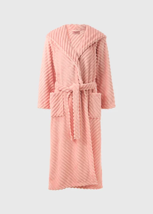 Pink Diagonal Fleece Dressing Gown - Small Image 3