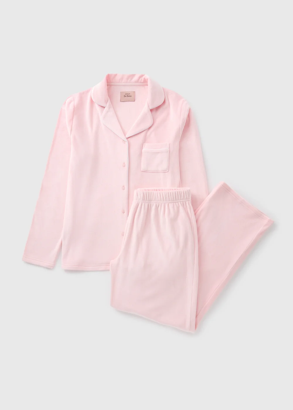 Pink Button Up Piped Fleece Pyjama Set - Extra small Image 3
