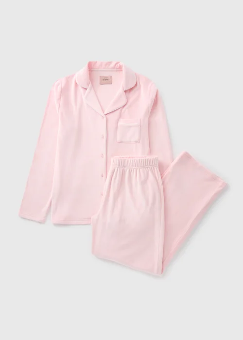 Pink Button Up Piped Fleece Pyjama Set - Extra small Image 3