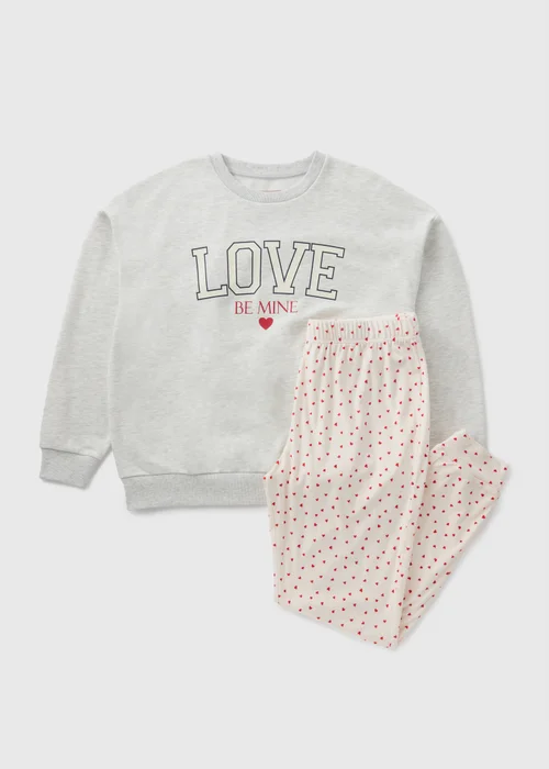 Grey Be Mine Sweatshirt Top & Bottoms Pyjama Set - Extra small Image 3