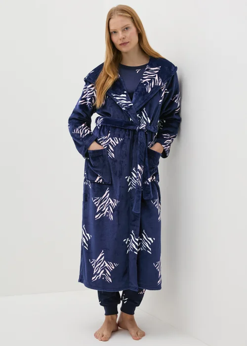 Navy Star Print Dressing Gown - Small Image 1