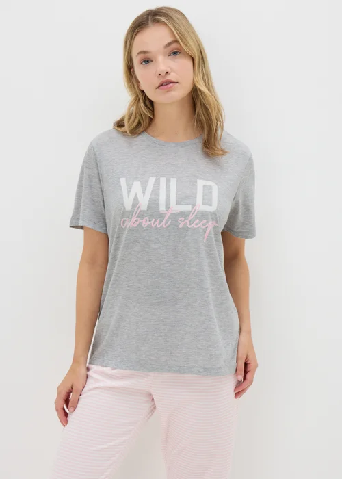 Grey Wild About Sleep Pyjama Top - Small Image 1