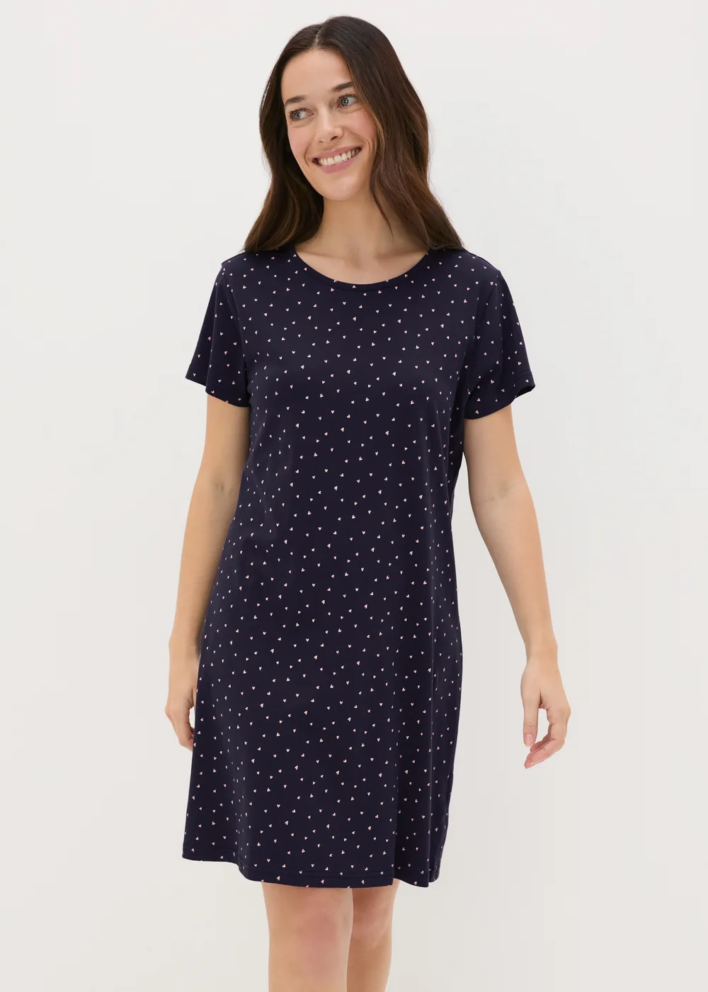 Navy Ditsy Heart Nightie - Extra small Image 1
