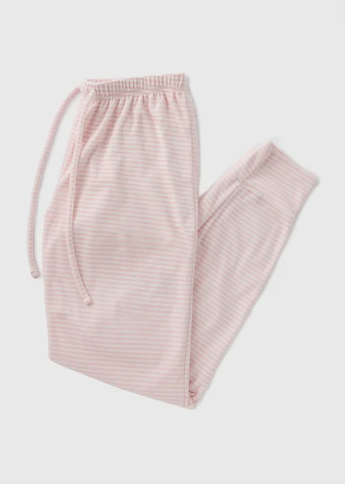 Pink Stripe Fleece Pyjama Bottoms - Small Image 3